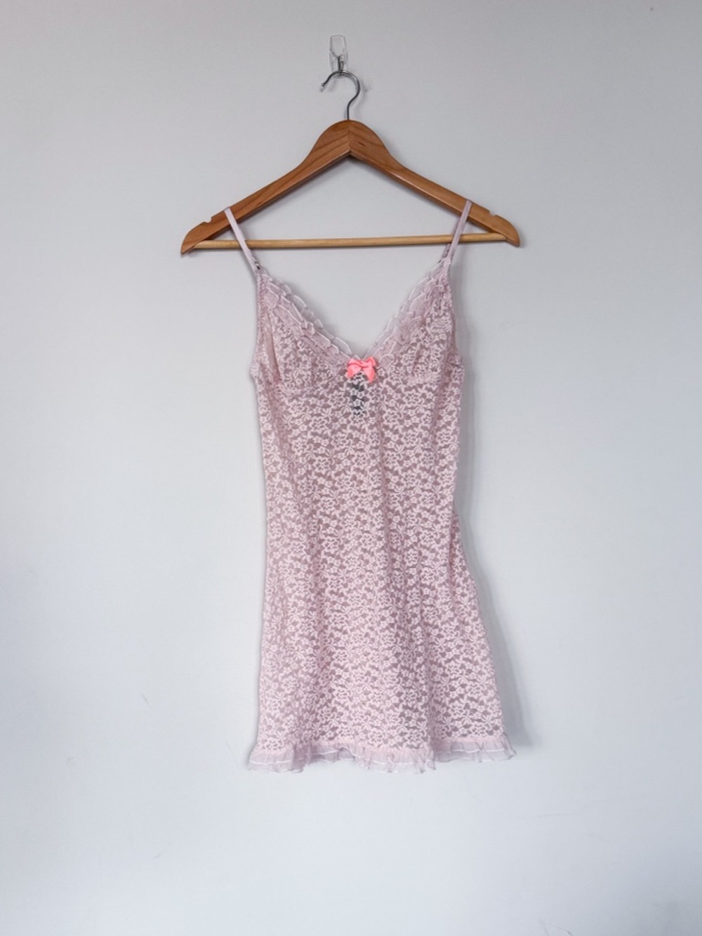 Vintage 2010s Victoria Secret Light Pink Coquette Danity Sheer Lace Nightgown